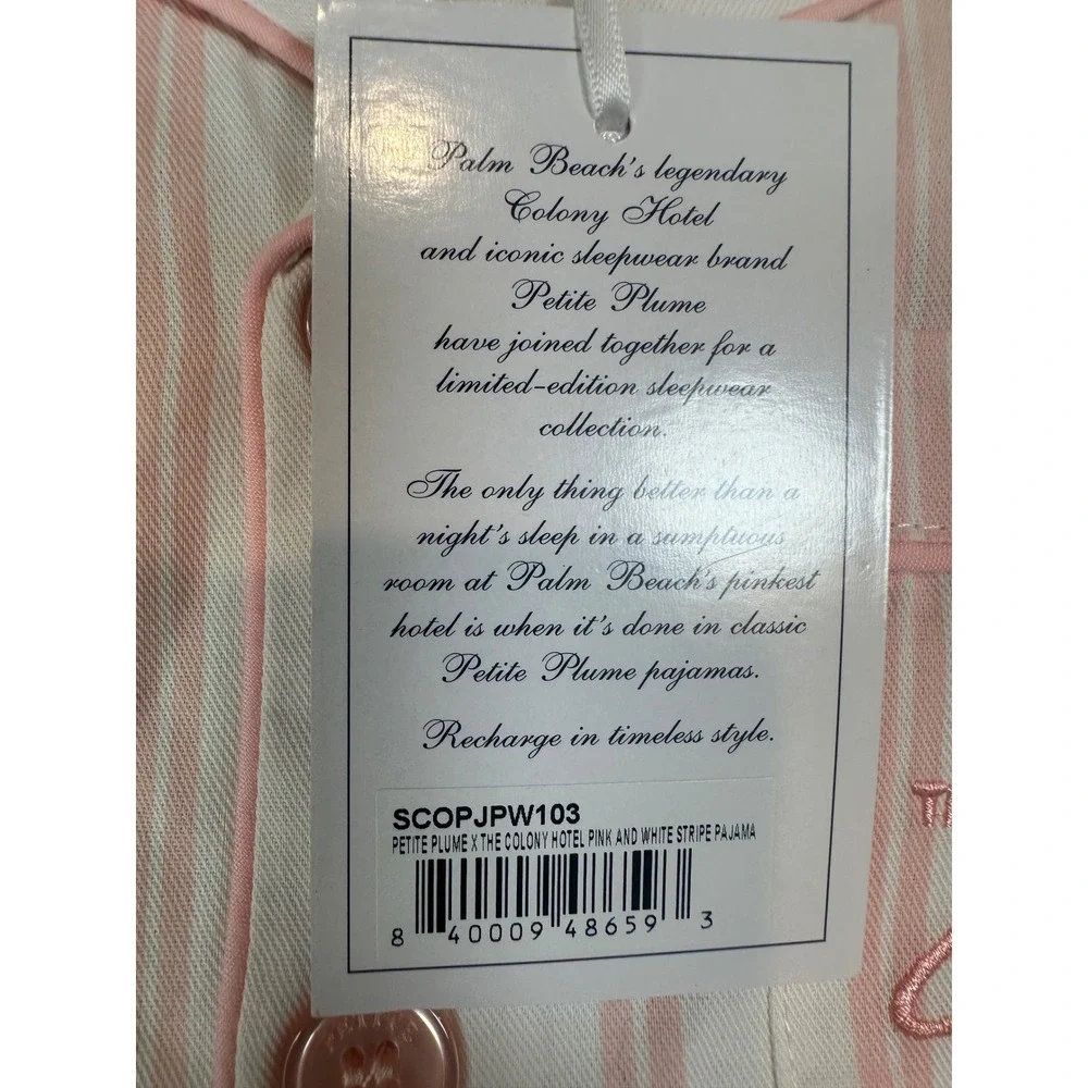 Petite Plume x The Colony Hotel Kids Pink White Stripe Pajama Set Size 3 NEW